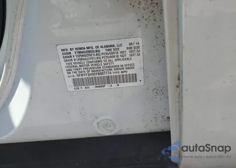 2015 Honda Pilot Touring из США, поврежденный, VIN 5FNYF3H92FB007774